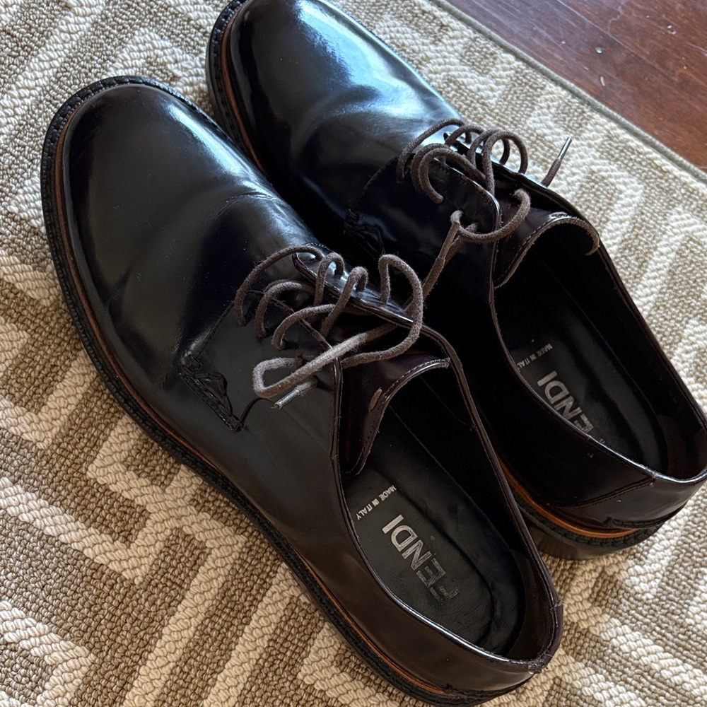 Fendi Men's Dark Brown Leather Oxfords